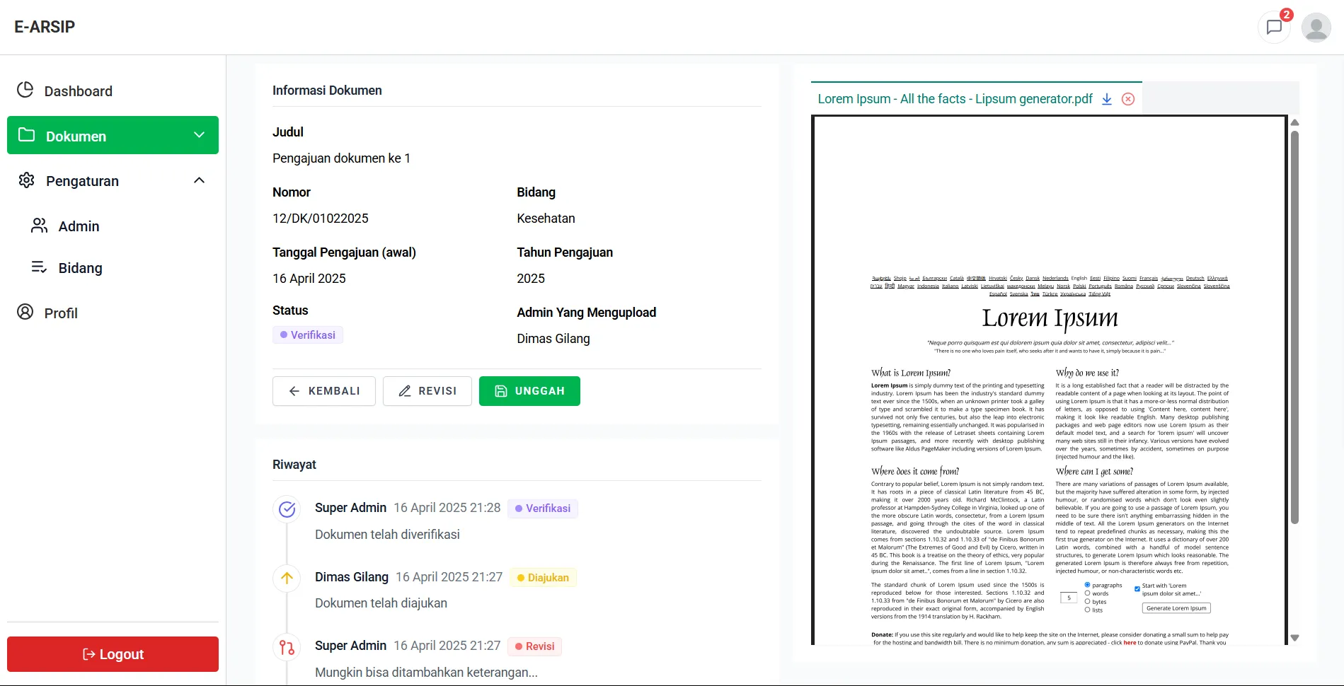 Legal Document Management – Dinas Kesehatan Kota Kediri
